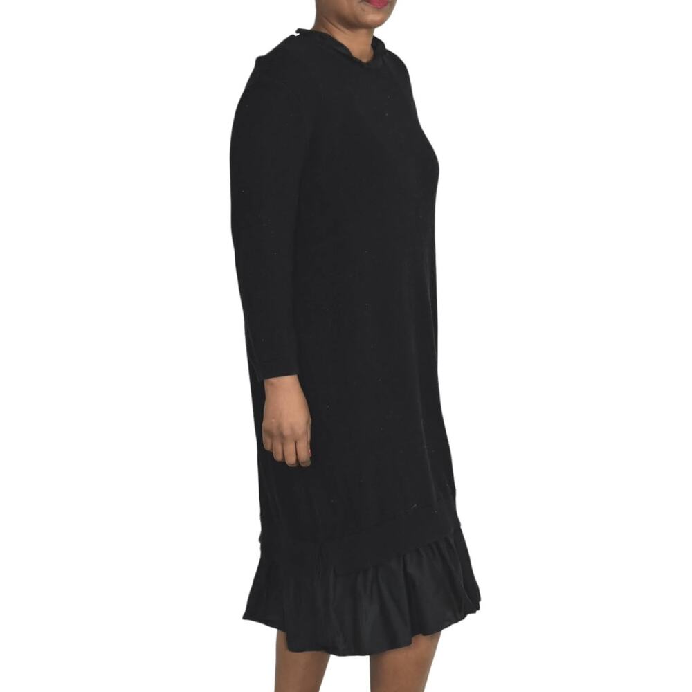 COS Sweater Dress Blue Navy Ruffle Hem Knit Ruched Overlay Layered Size Large - Picture 3 of 14